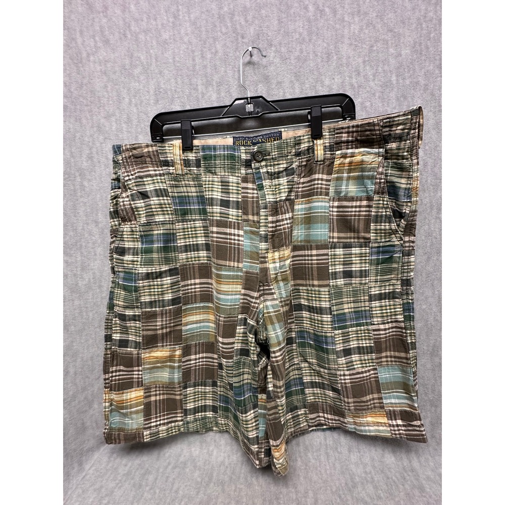 Izod Shorts‎ Mens Sz 40 Multicolor Plaid Patchwork Rock Washed Cotton